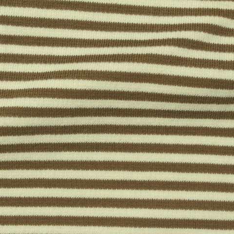 Brown Horizontal-Stripe Interlock Knit, Cotton-Poly