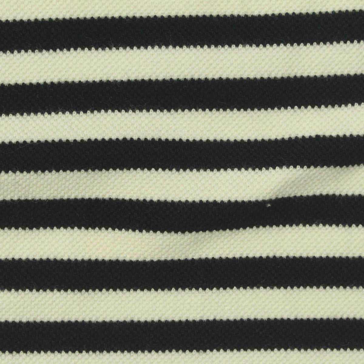 Black Horizontal-Stripe Piqué Knit, Cotton