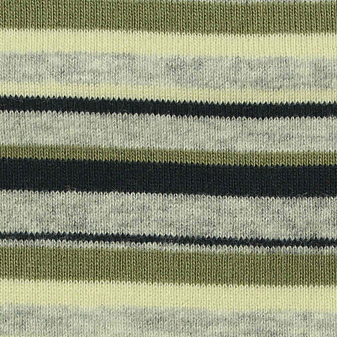 Olive Horizontal-Stripe Rib Knit, Cotton