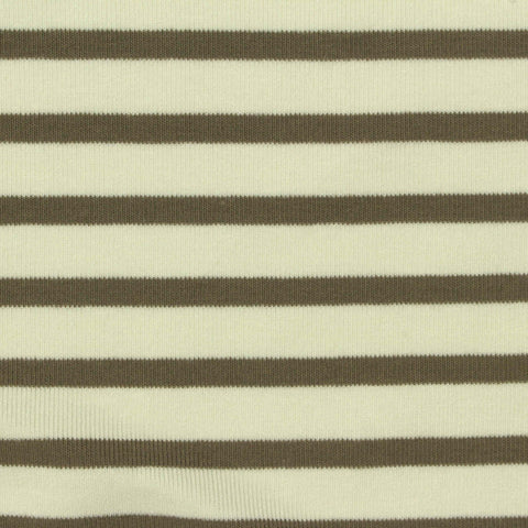 Cream Horizontal-Stripe Rib Knit, Viscose-Tencel Lyocell