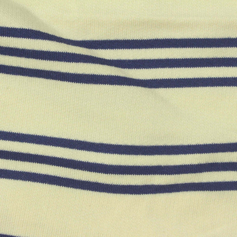 Navy Horizontal-Stripe French Terry, Cotton, 245 gsm