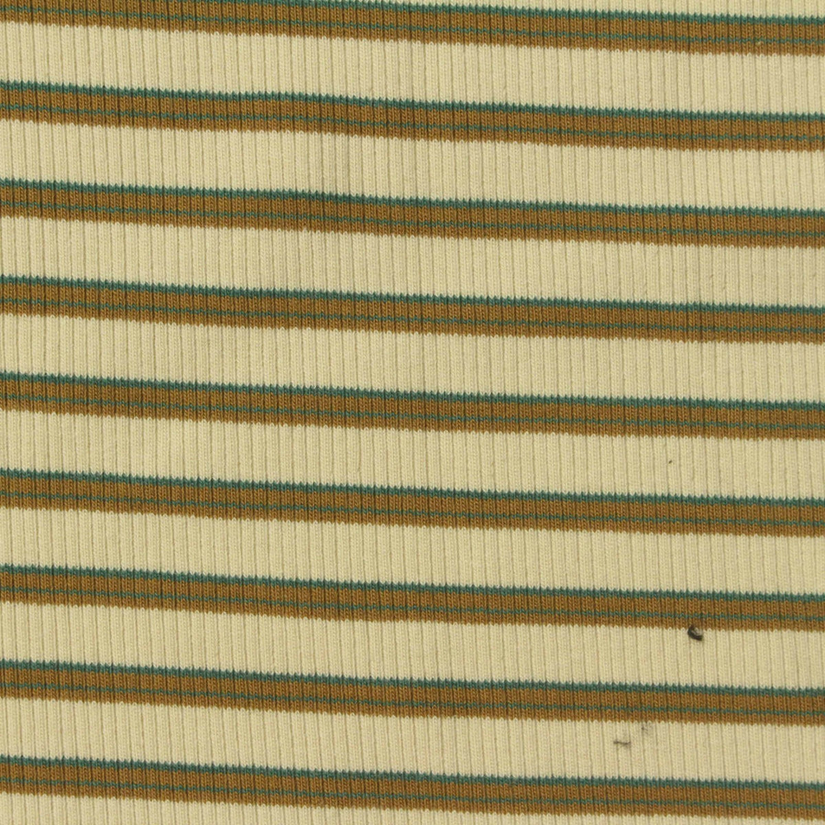 Cream Horizontal-Stripe Rib Knit, Cotton, 260 gsm