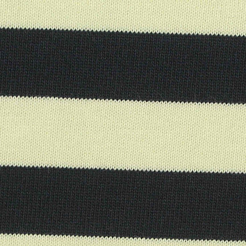 Black Horizontal-Stripe Jersey Knit, Cotton, 238 gsm