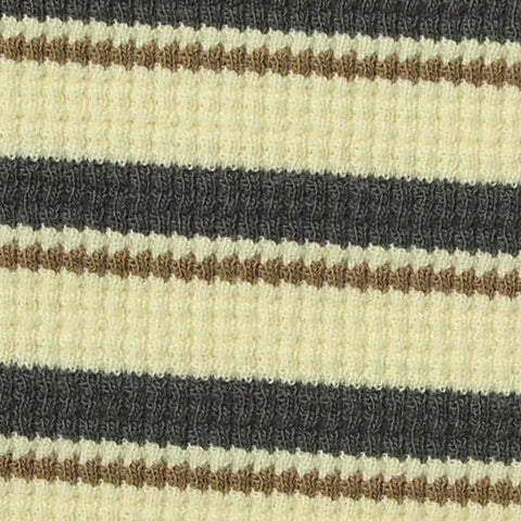 Cream Horizontal-Stripe Waffle Knit, Cotton
