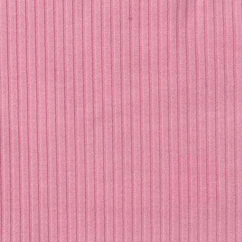 Polyester Viscose Stretch Rib Knit Fabric, 285 gsm — Pink