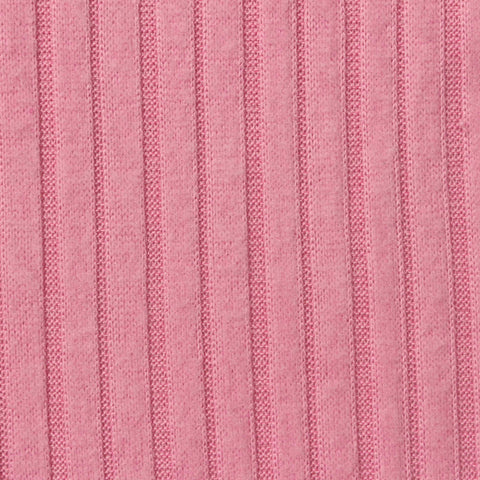 Brushed Polyester Stretch Rib Knit Fabric, 245 gsm — Pink