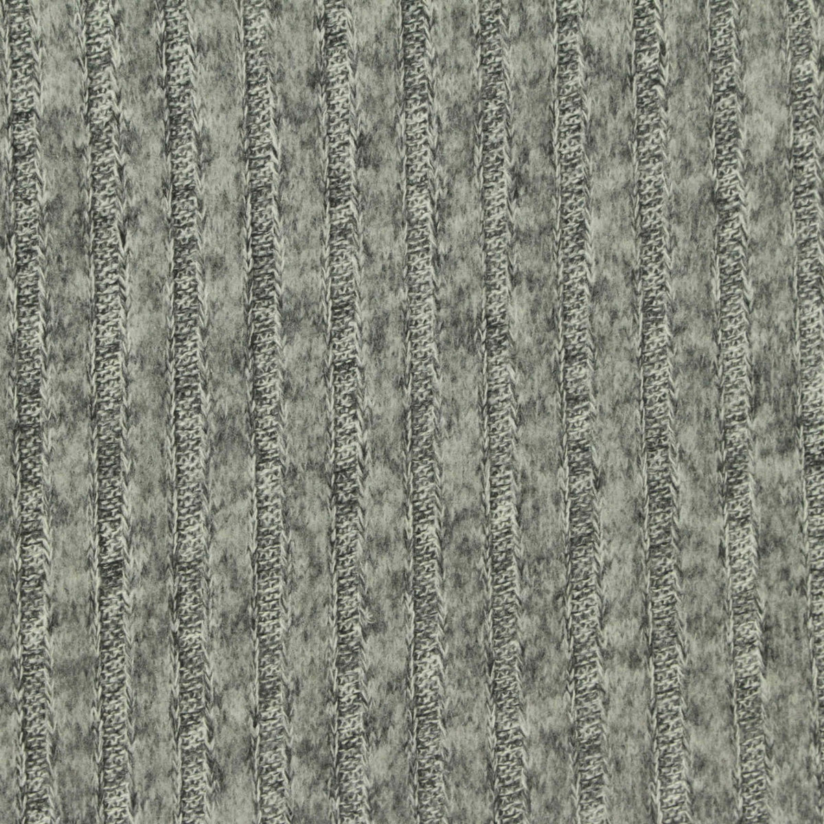 Dark Grey Marl Rib Knit, Poly-Viscose, 220 gsm