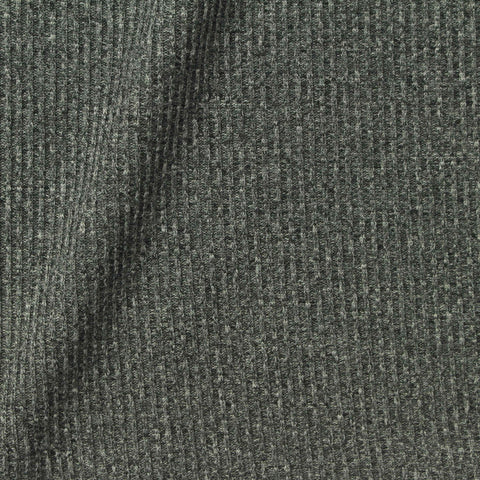 Heathered Grey-Green Marl Rib Knit, Polyester, 180 gsm