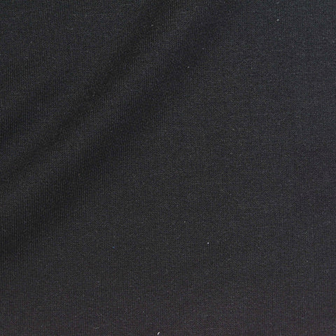 Polyester Viscose Stretch French Terry Fabric, 240 gsm, 165 cm — Black