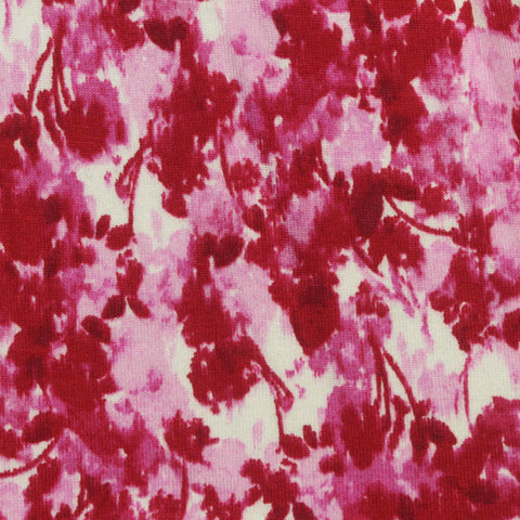 Red Abstract-Floral Jersey Knit, Viscose