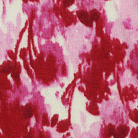 Red Abstract-Floral Jersey Knit, Viscose