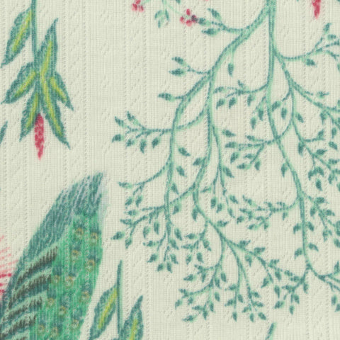 Green Leaves Rib Knit, Polyester, 208 gsm