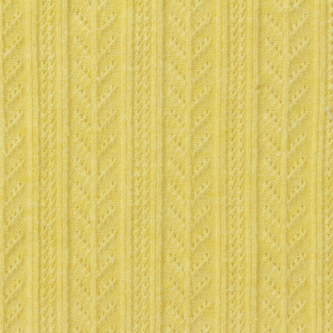 Yellow Openwork-Stripe Pointelle Knit, Viscose-Poly