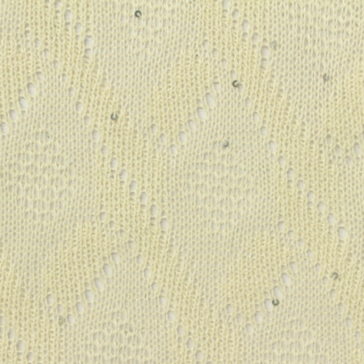 Pale Yellow Sequins Pointelle Knit, Polyester