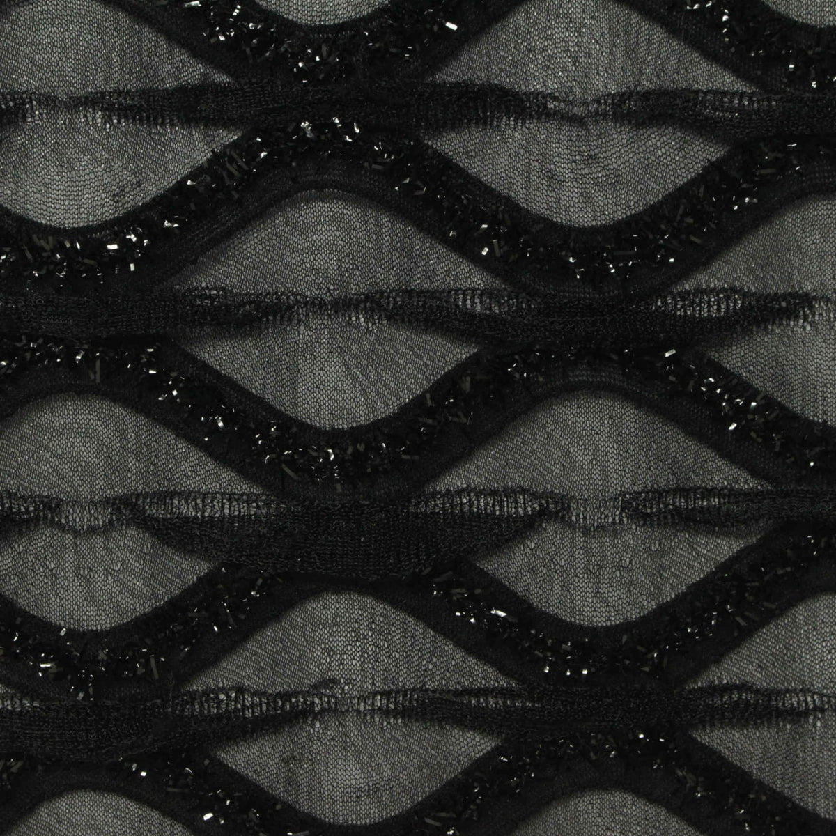 Black Wavy-Line Jacquard, Polyester, 125 gsm