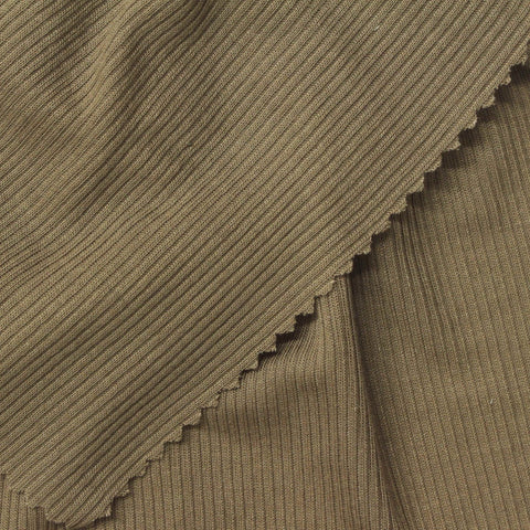 Modal Stretch Rib Knit Fabric, 160 gsm — Khaki