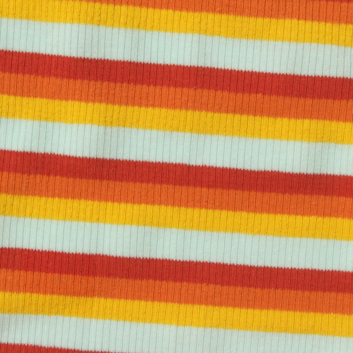 Light Blue Horizontal-Stripe Rib Knit, Cotton-Poly