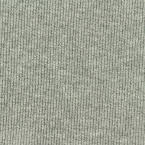 Light Grey Heathered-Marl Rib Knit, Cotton-Poly, 380 gsm