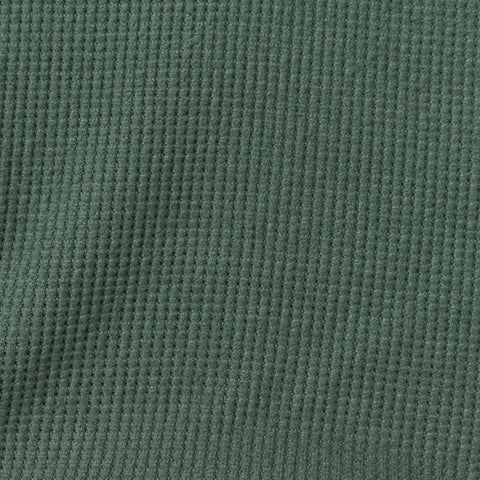 Brushed Polyester Stretch Waffle Knit Fabric, 260 gsm, 138 cm — Green