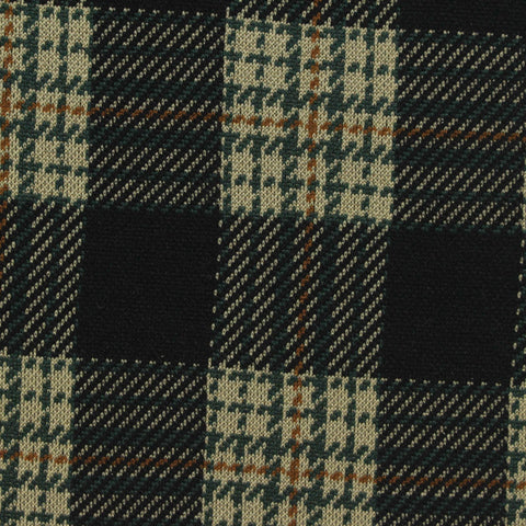 Black Bold-Plaid Interlock Knit, Polyester, 360 gsm