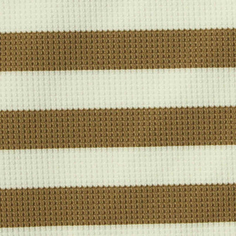 Brown Horizontal-Stripe Waffle Knit, Nylon-Spandex