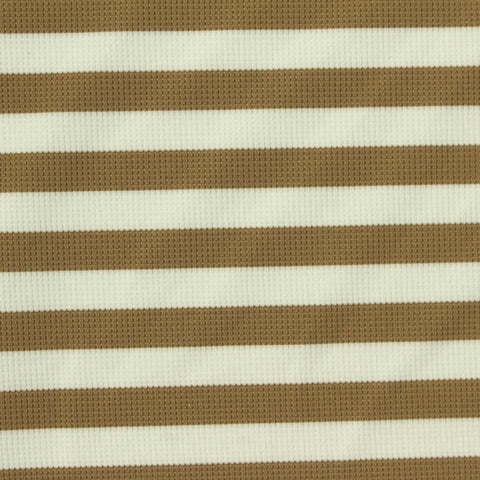 Brown Horizontal-Stripe Waffle Knit, Nylon-Spandex