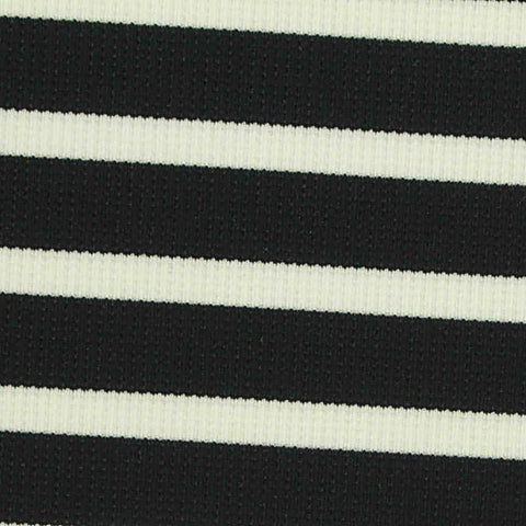 Black Horizontal-Stripe Waffle Knit, Nylon-Spandex, 215 gsm