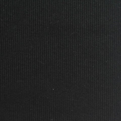 Cotton Stretch Rib Knit Fabric, 404 gsm, 165 cm — Black