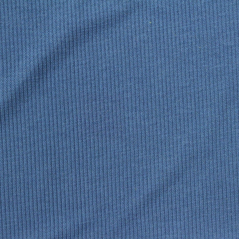 Cotton Polyester Stretch Rib Knit Fabric, 260 gsm, 115 cm — Blue