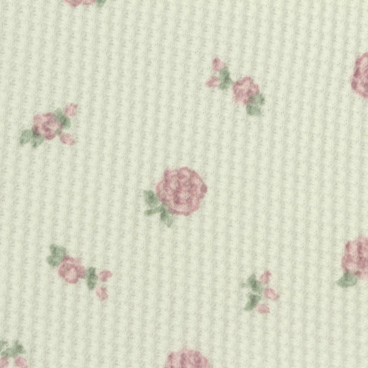 Pink Roses Waffle Knit, Poly-Cotton