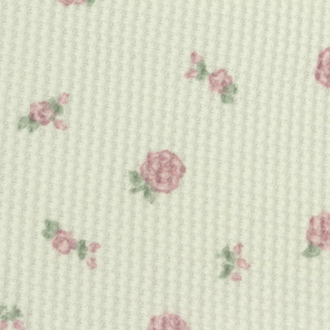 Pink Roses Waffle Knit, Poly-Cotton