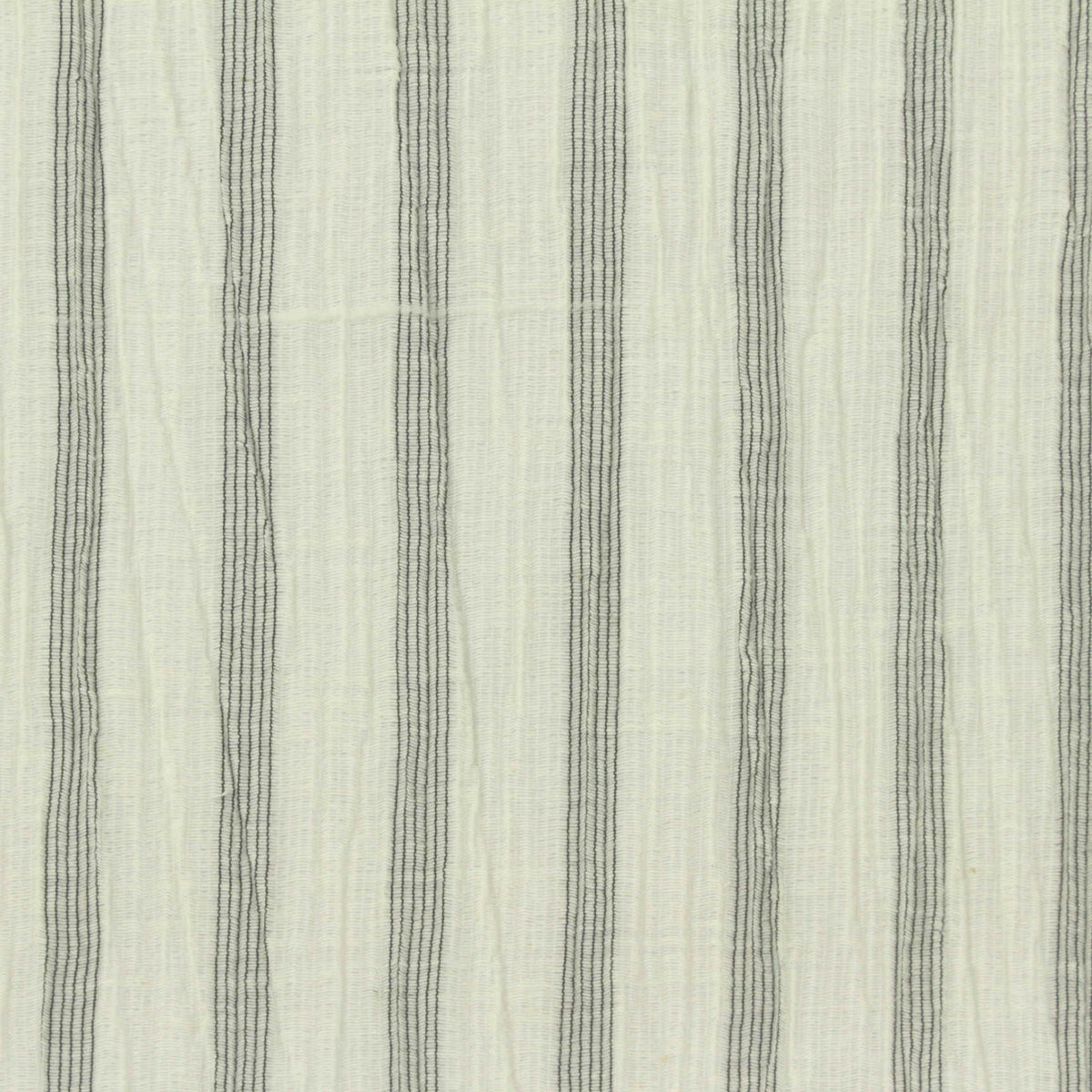 Dark Grey Vertical-Stripe Crepe, Cotton-Poly