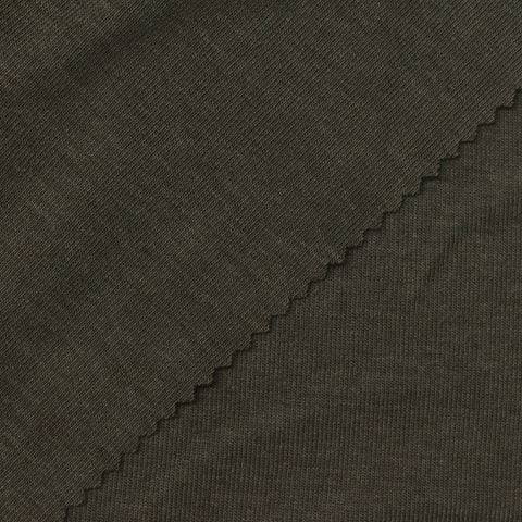 Modal Acrylic Stretch Rib Knit Fabric, 160 gsm, 165 cm — Khaki