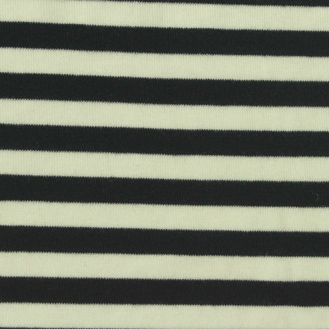 Black Horizontal-Stripe Rib Knit, Modal-Acrylic