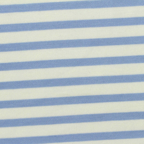 Light Blue Horizontal-Stripe Scuba Knit, Viscose-Poly