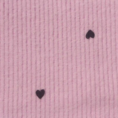 Dark Grey Hearts Rib Knit, Polyester