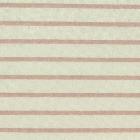 Cream Horizontal-Stripe French Terry, Poly-Viscose, 225 gsm