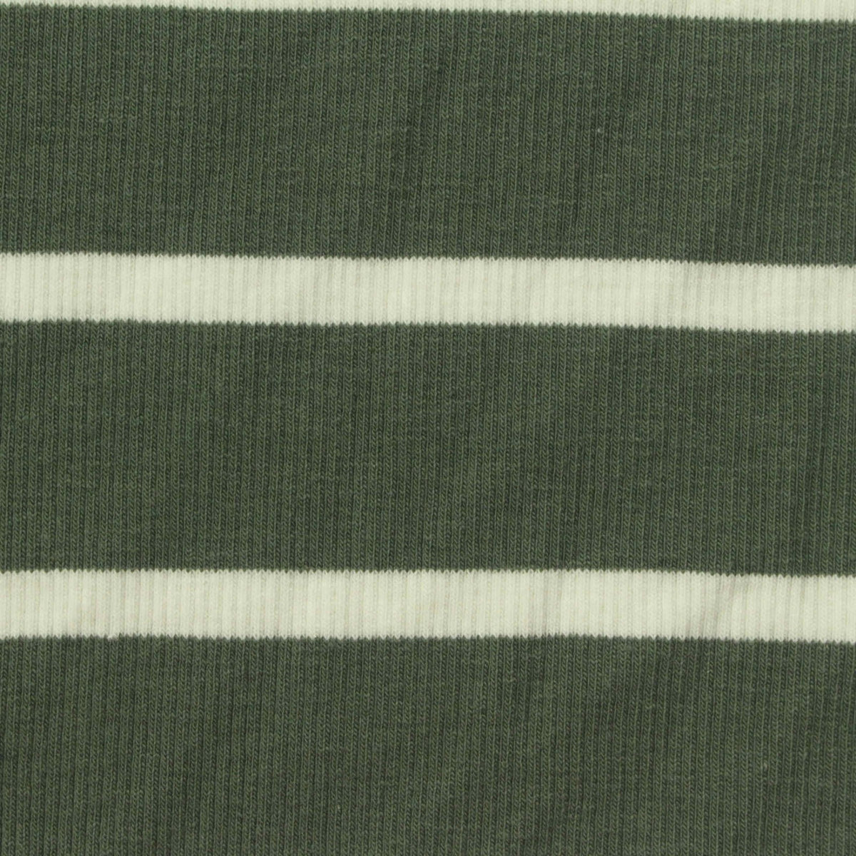 Green Horizontal-Stripe Rib Knit, Cotton-Poly