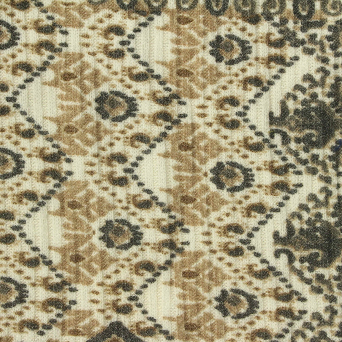 Cream Geometric Rib Knit, Poly-Viscose