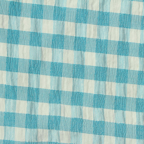 Light Blue Gingham Crepe, Polyester