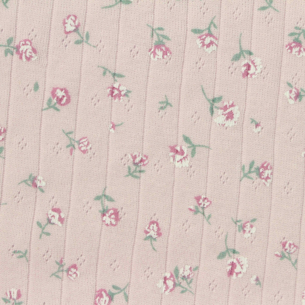 Pink Floral Pointelle Knit, Cotton