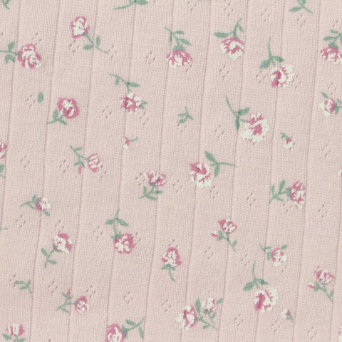 Pink Floral Pointelle Knit, Cotton