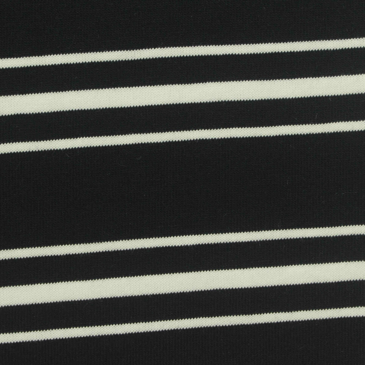 Black Horizontal-Stripe Jersey Knit, Cotton, 225 gsm