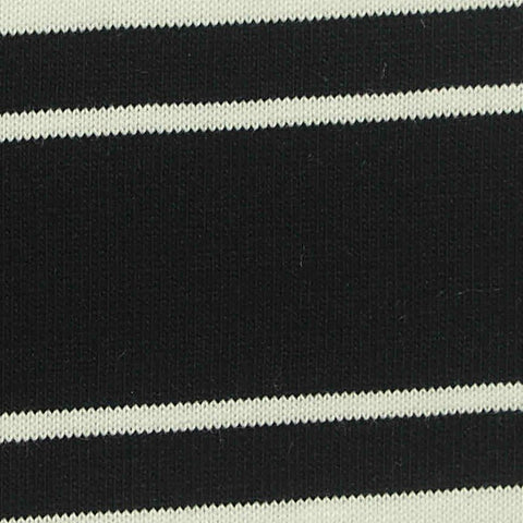Black Horizontal-Stripe Jersey Knit, Cotton, 225 gsm