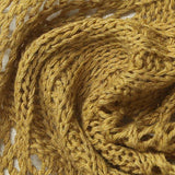 Mustard Openwork Chunky Knit, Cotton-Viscose — texture
