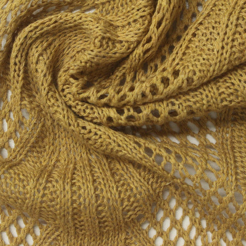 Mustard Openwork Chunky Knit, Cotton-Viscose