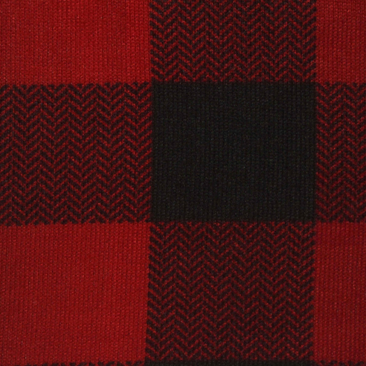 Plaid Brushed Polyester Stretch Chunky Knit Fabric, 170 gsm, 160 cm — Red