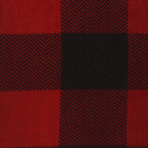 Plaid Brushed Polyester Stretch Chunky Knit Fabric, 170 gsm, 160 cm — Red