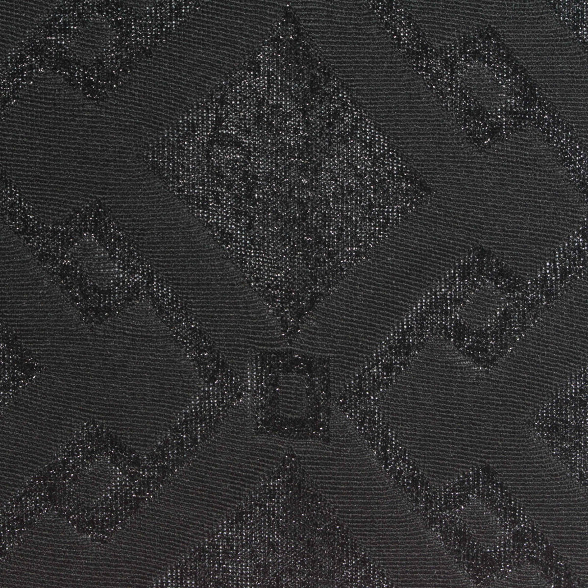Black Geometric-Diamond Pointelle Knit, Poly-Metallic