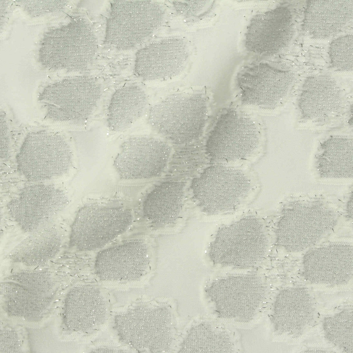 Jacquard Polyester Metallic Stretch Jersey Knit Fabric, 185 gsm, 157 cm — White